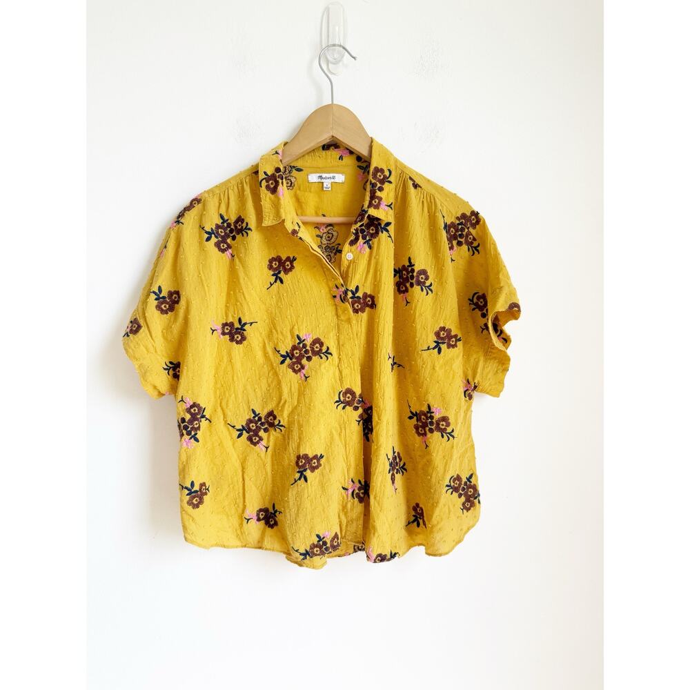 Madewell Embroidered Hilltop Shirt Floral Yellow Gold Large - Picture 2 of 5